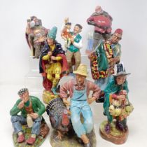 A Royal Doulton figure, The Foaming Quart HN2162, Carpet Seller HN1464, Falstaff HN2054, The Mask