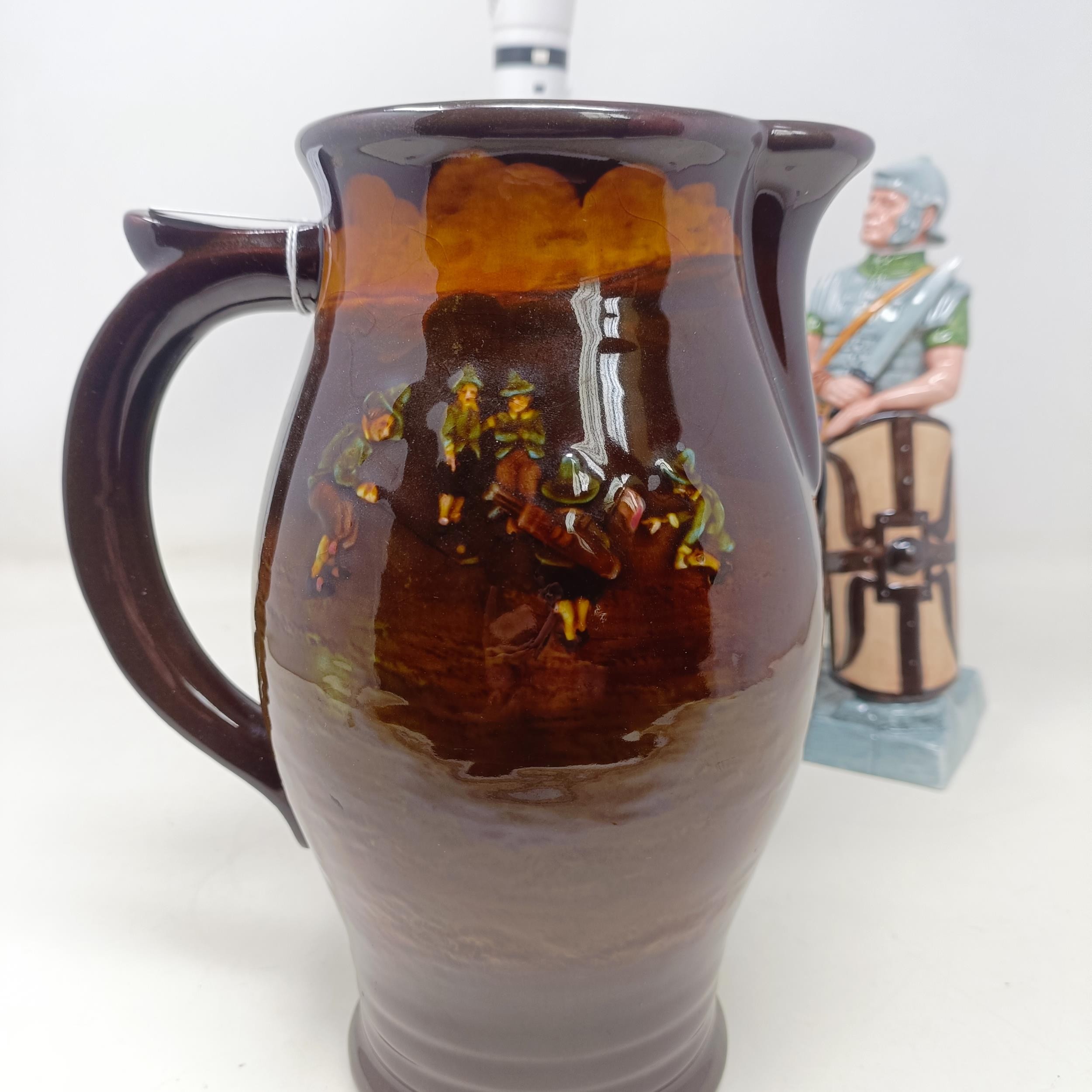 A Royal Doulton jug, decorated golfers, 23 cm high, a Doulton Lambeth jug, decorated flowers, with a - Image 5 of 16