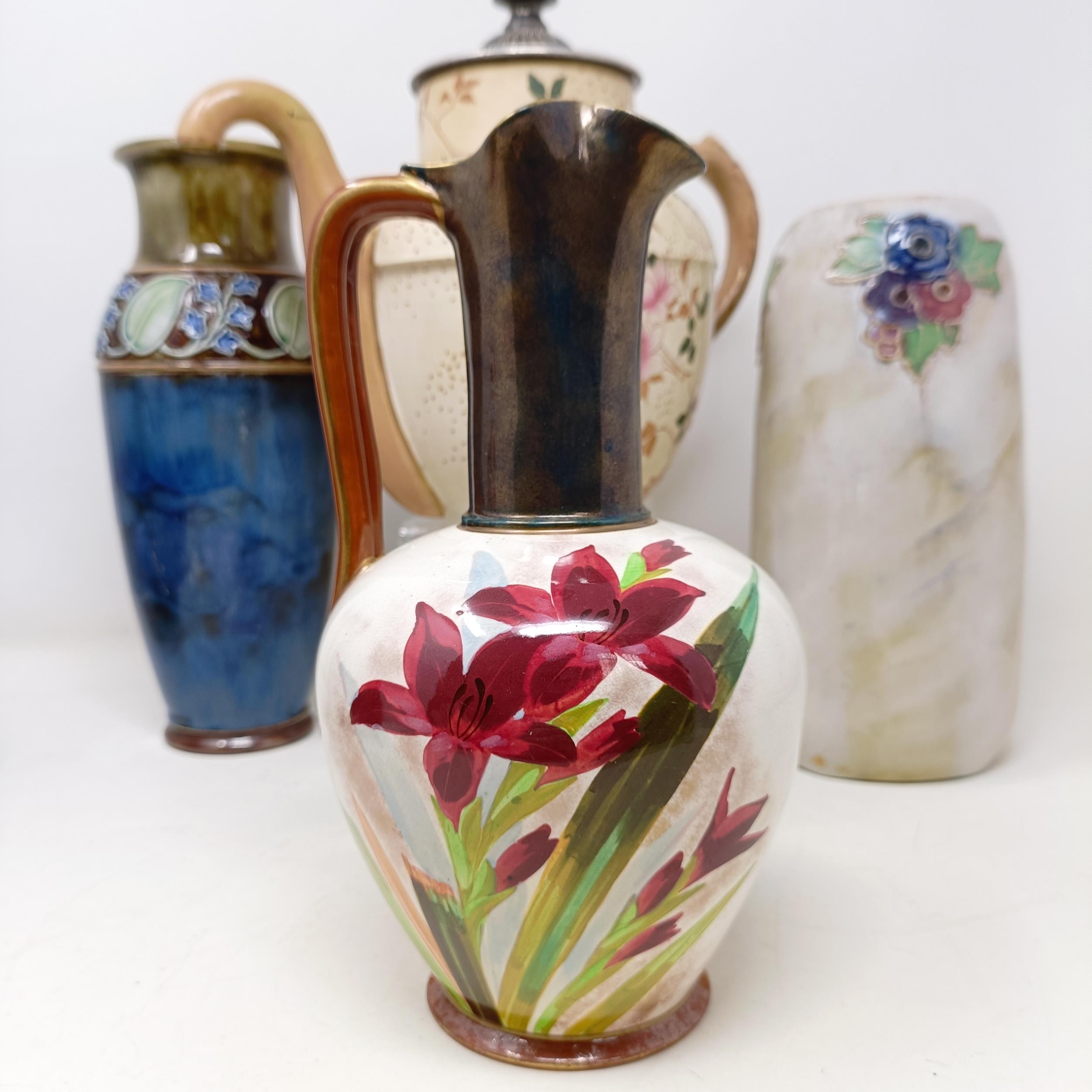 A Royal Doulton Flambé vase, 17 cm high, a Doulton Burslem teapot, two Doulton vases and two jugs ( - Image 12 of 33