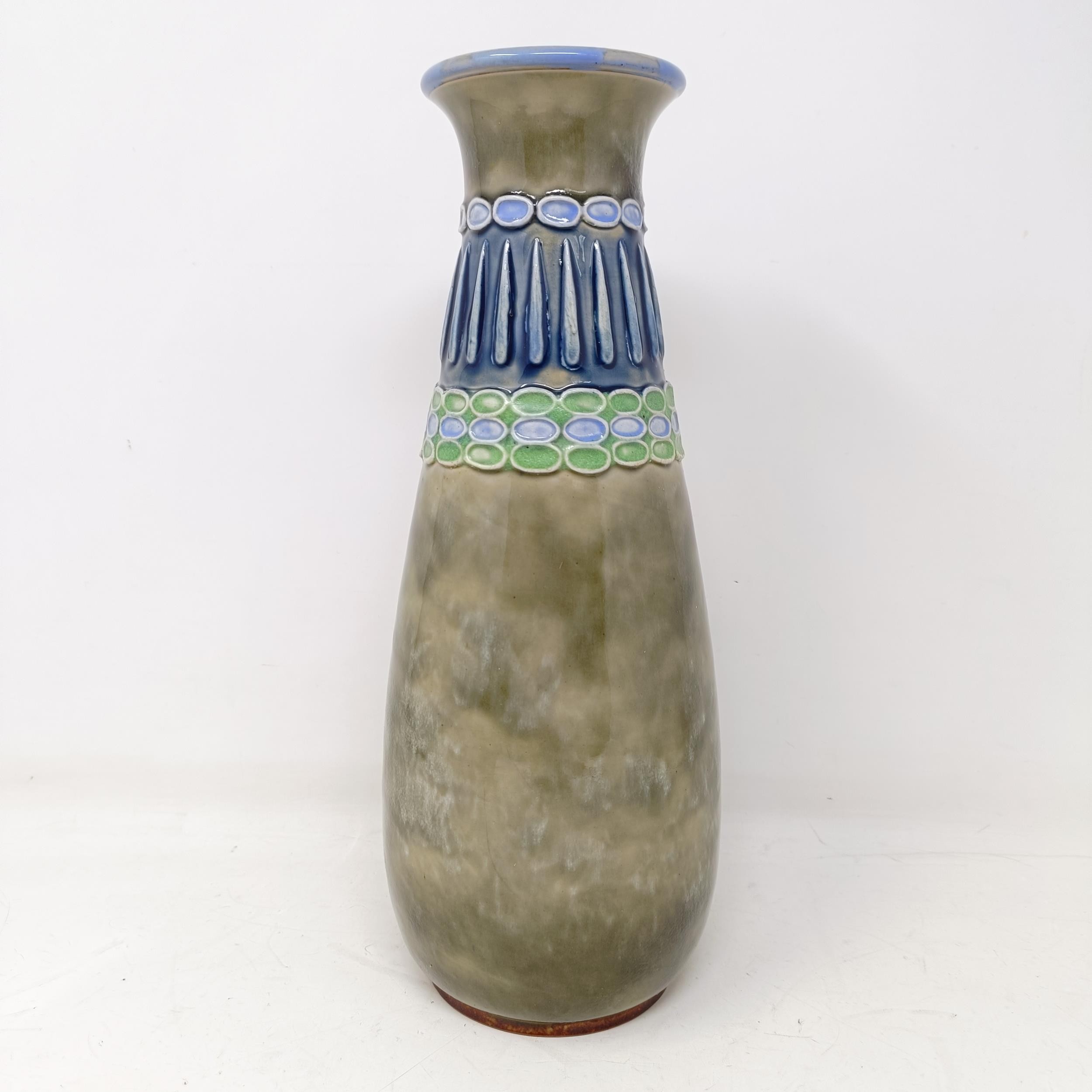 A Royal Doulton stoneware vase, by Bessie Newberry, 30 cm high, a Doulton Lambeth jug, 12 cm high, a - Image 11 of 14