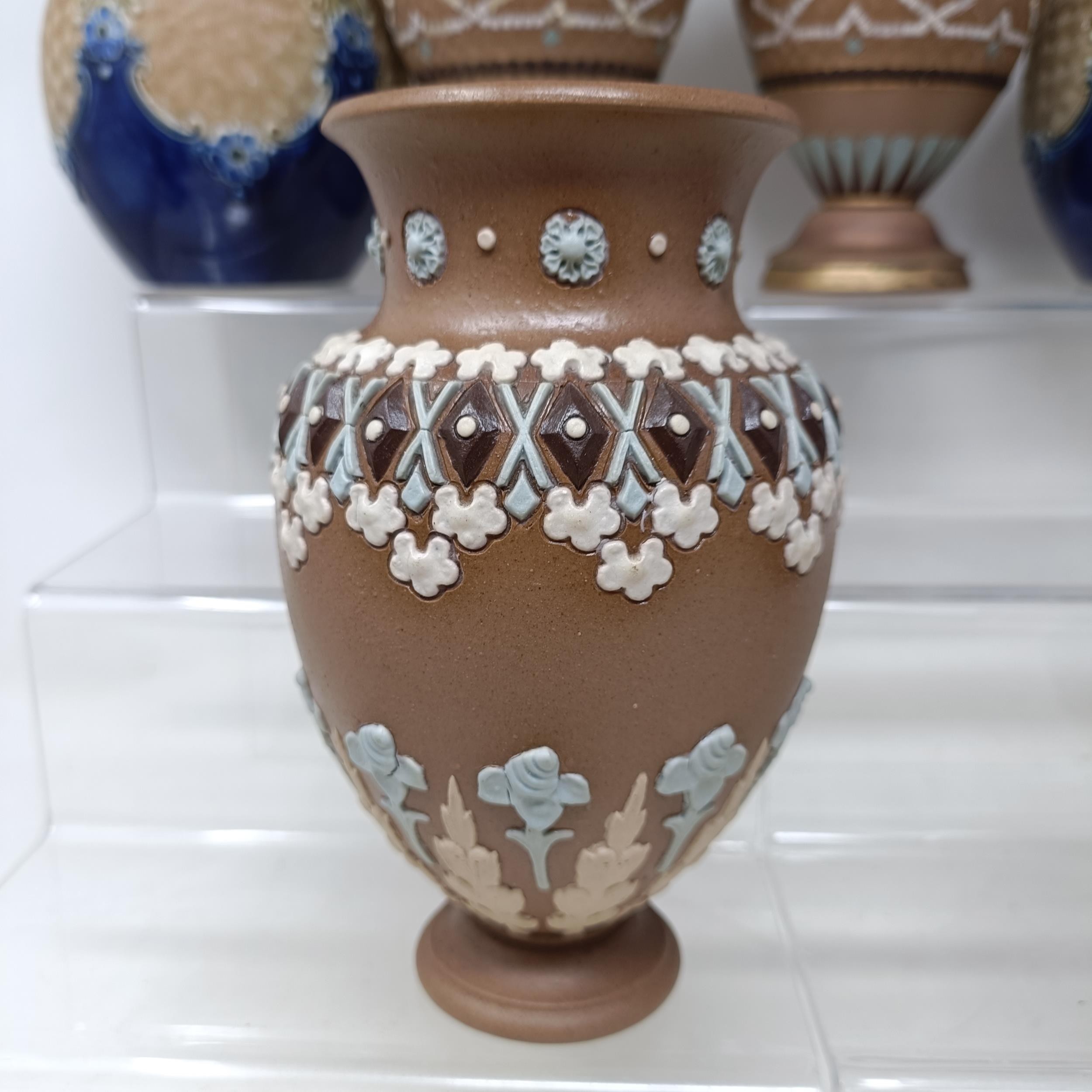 A Doulton vase, decorated flowers, 23 cm high, a Doulton Lambeth spirit flask, by Bessie Newberry, - Image 23 of 43