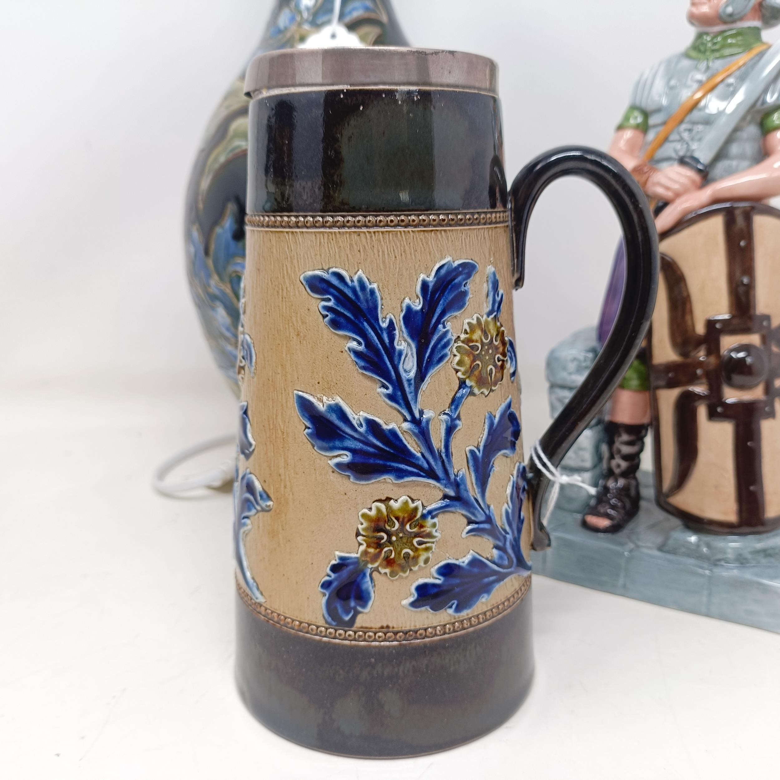 A Royal Doulton jug, decorated golfers, 23 cm high, a Doulton Lambeth jug, decorated flowers, with a - Image 7 of 16