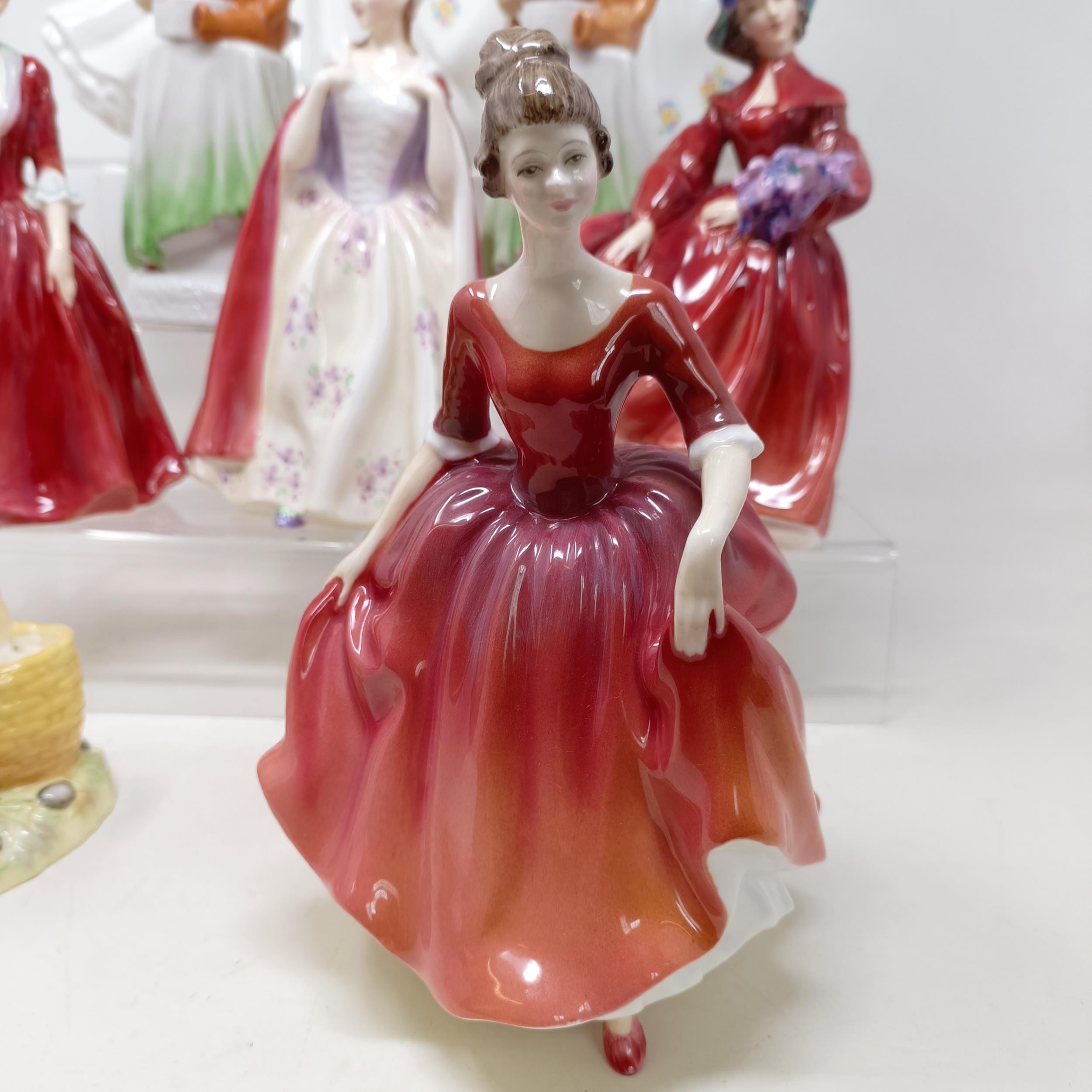 A Royal Doulton figure, Gwynneth Lilac Time HN2137, Faith HN3082, Winter Welcome HN3611, And One For - Image 5 of 30