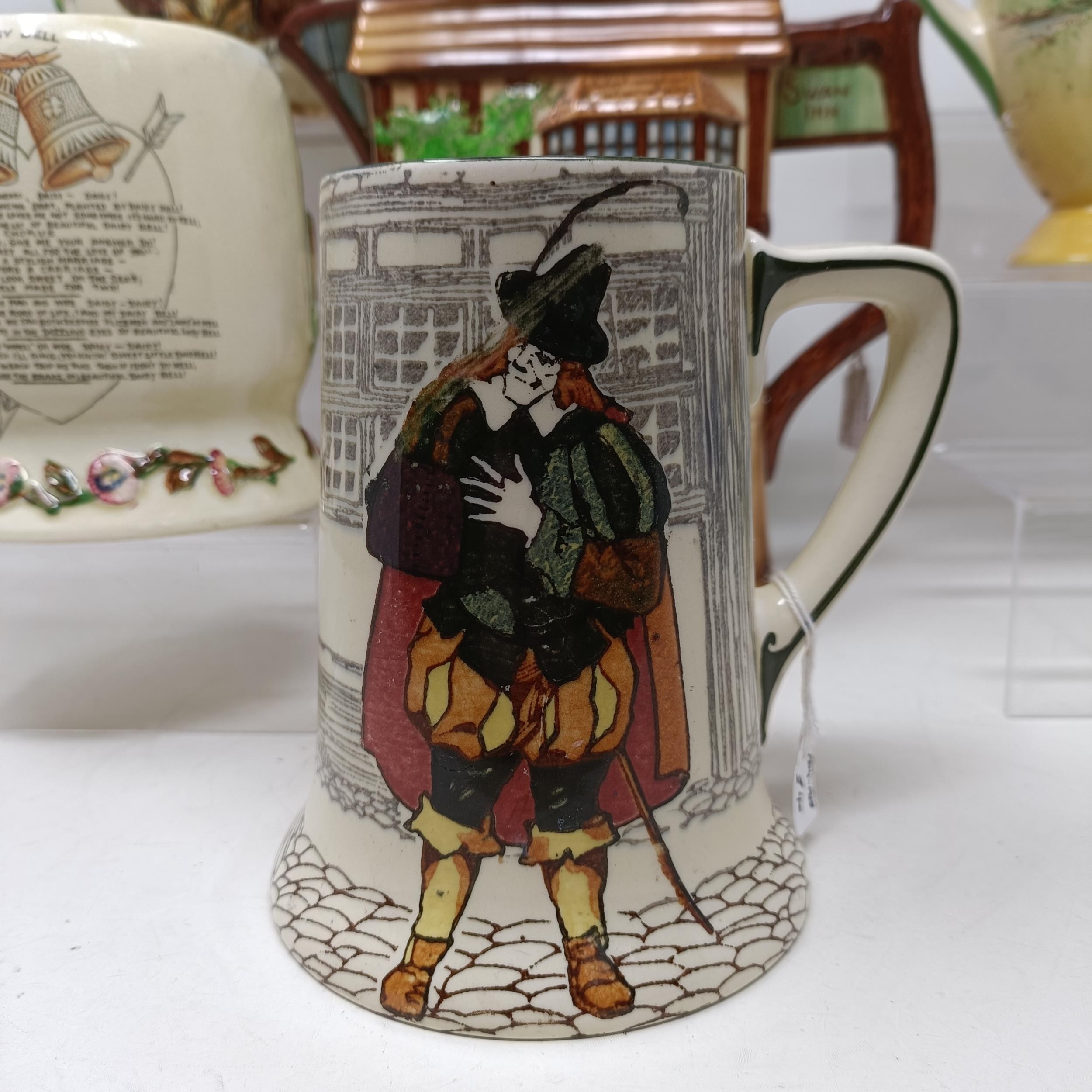 A Royal Doulton Dickens Ware musical jug, The Gaffers Story, 20 cm high, a coffee pot, decorated - Bild 5 aus 28