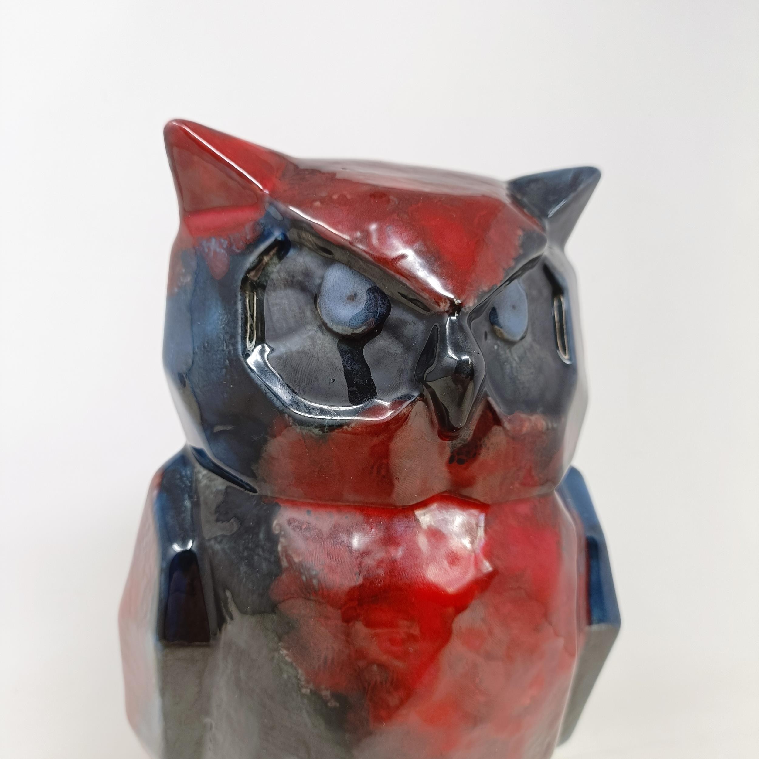 A Royal Doulton prototype Flambé owl, 26 cm high Various firing faults, possible restoration to base - Image 2 of 8