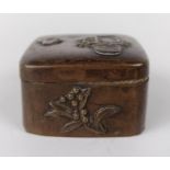 A Japanese bronze box, 4.5 cm wide