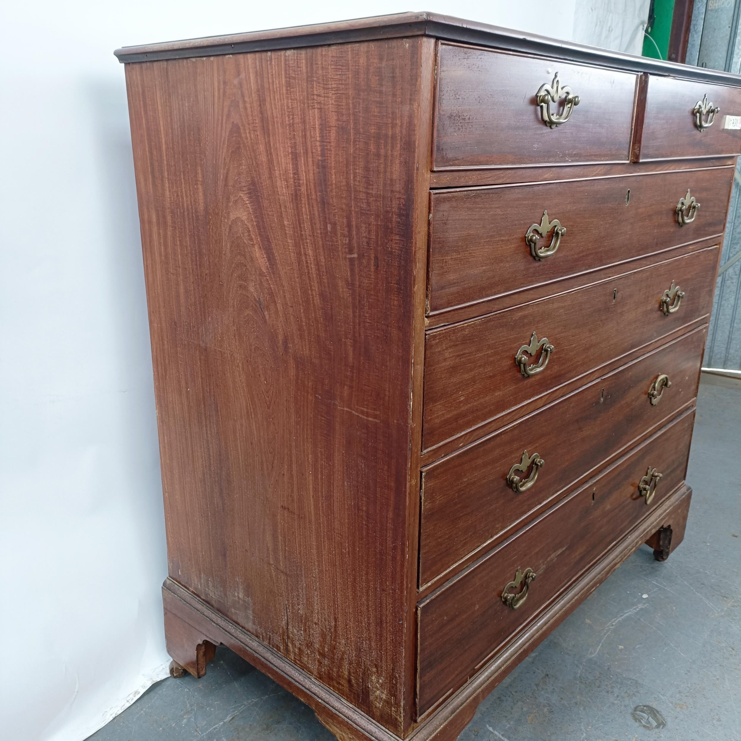 A 19th century mahogany chest, of two short and three long drawers, 118 cm wide slight loss, - Image 3 of 11