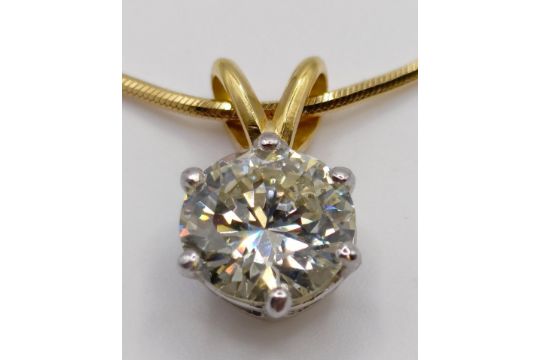 A 2ct diamond pendant, on an 18ct gold chain, with a white metal and diamond ring, which - Image 10 of 15