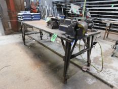 Metal Work Table with Vise 36"W x 10'L x 36"H