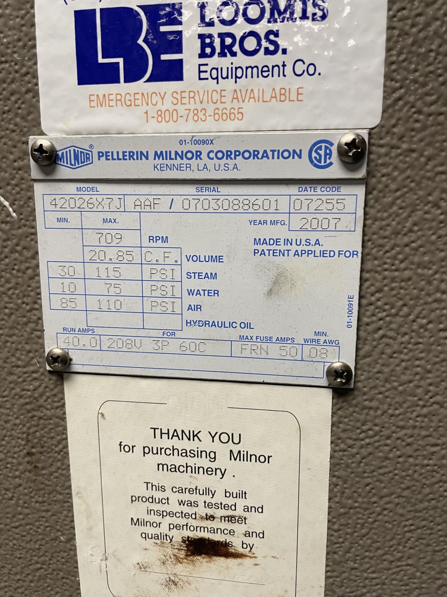 Pellerin Milnor Corp. Industrial Washer - Bild 2 aus 4