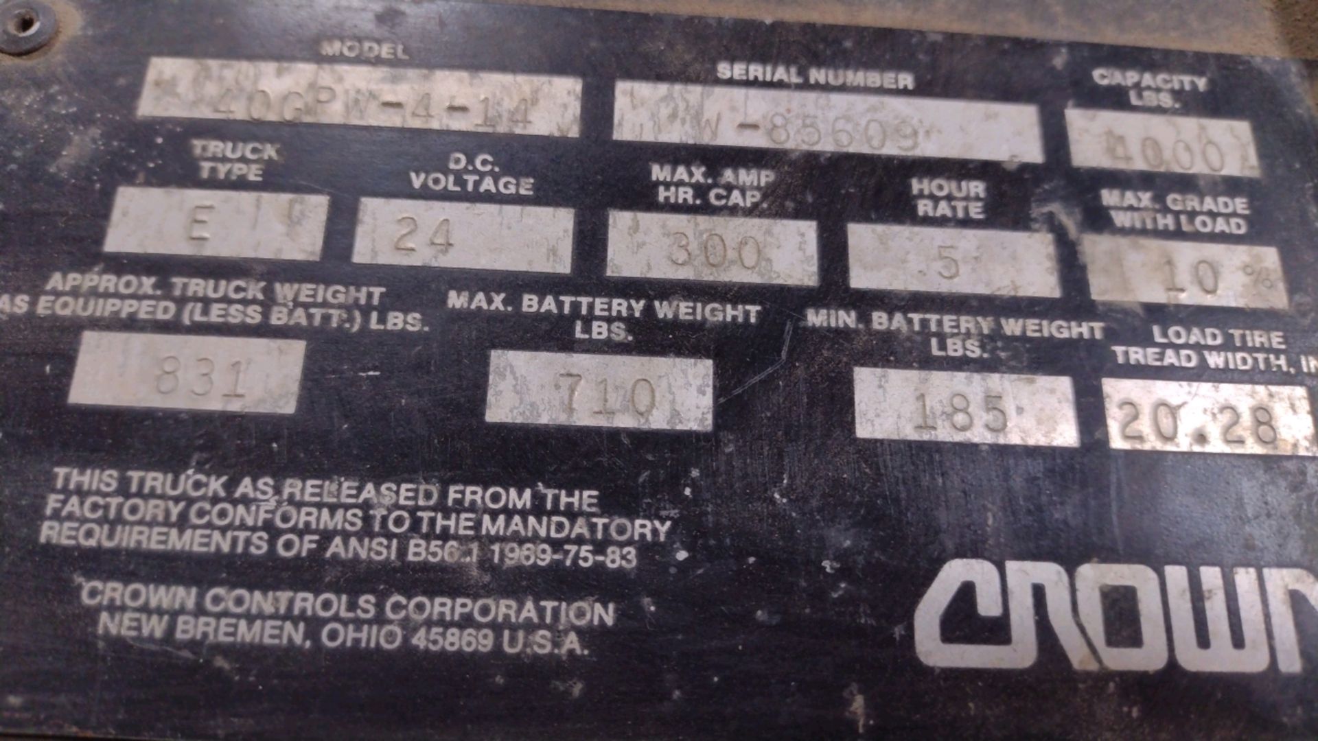 CROWN 40GPW-4-14 ELECTRIC PALLET JACK (LOCATED AT 2440 GREENLEAF AVE, ELK GROVE VILLAGE, IL 60007) - Bild 3 aus 3