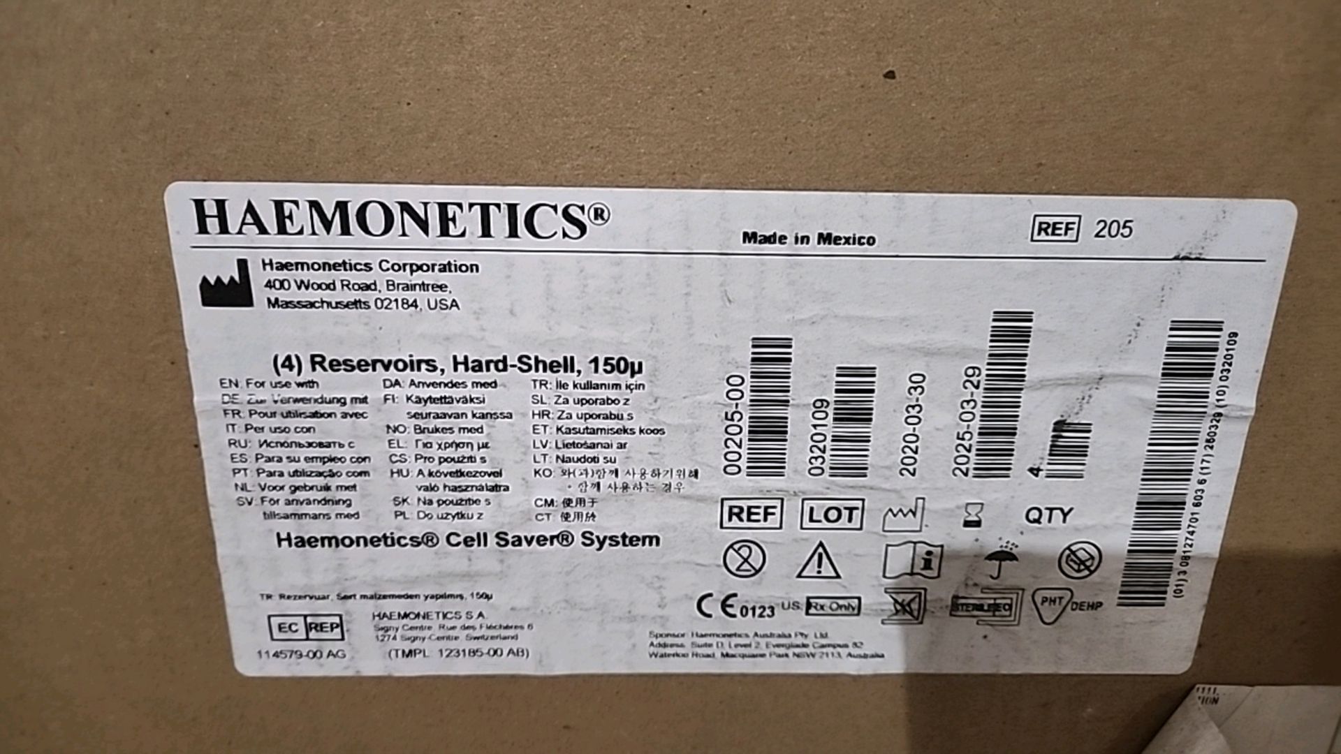 HAEMONETICS MIXED PALLET TO INCLUDE: REF 00205-00 RESERVOIRS, HARD-SHELL, 150U (EXP. 2025-03-29), - Image 4 of 5