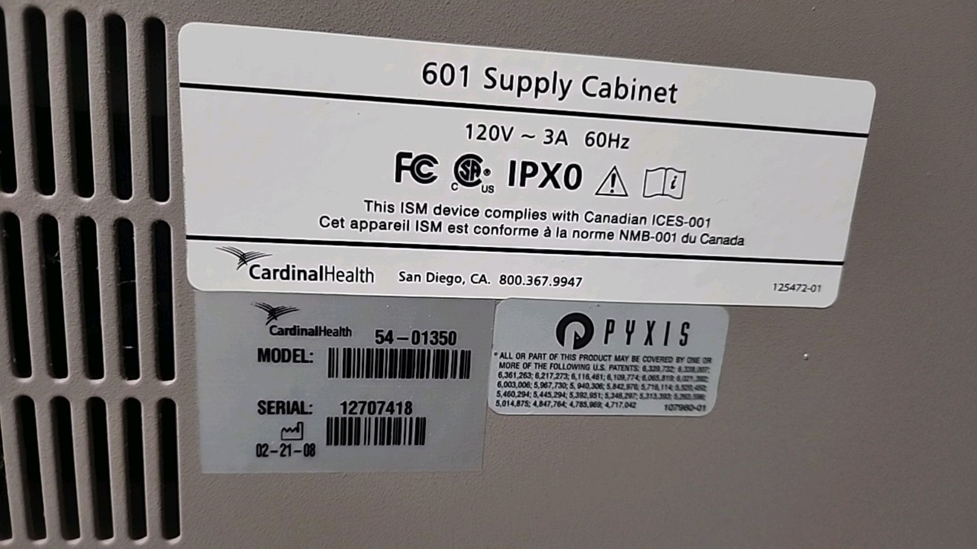 CAREFUSION 54-01356 601 SUPPLY SUPPLY CABINET, 2-DOOR, QTY(3) UNITS LOCATION: 100 GOLDEN DR. CODE: - Image 3 of 4