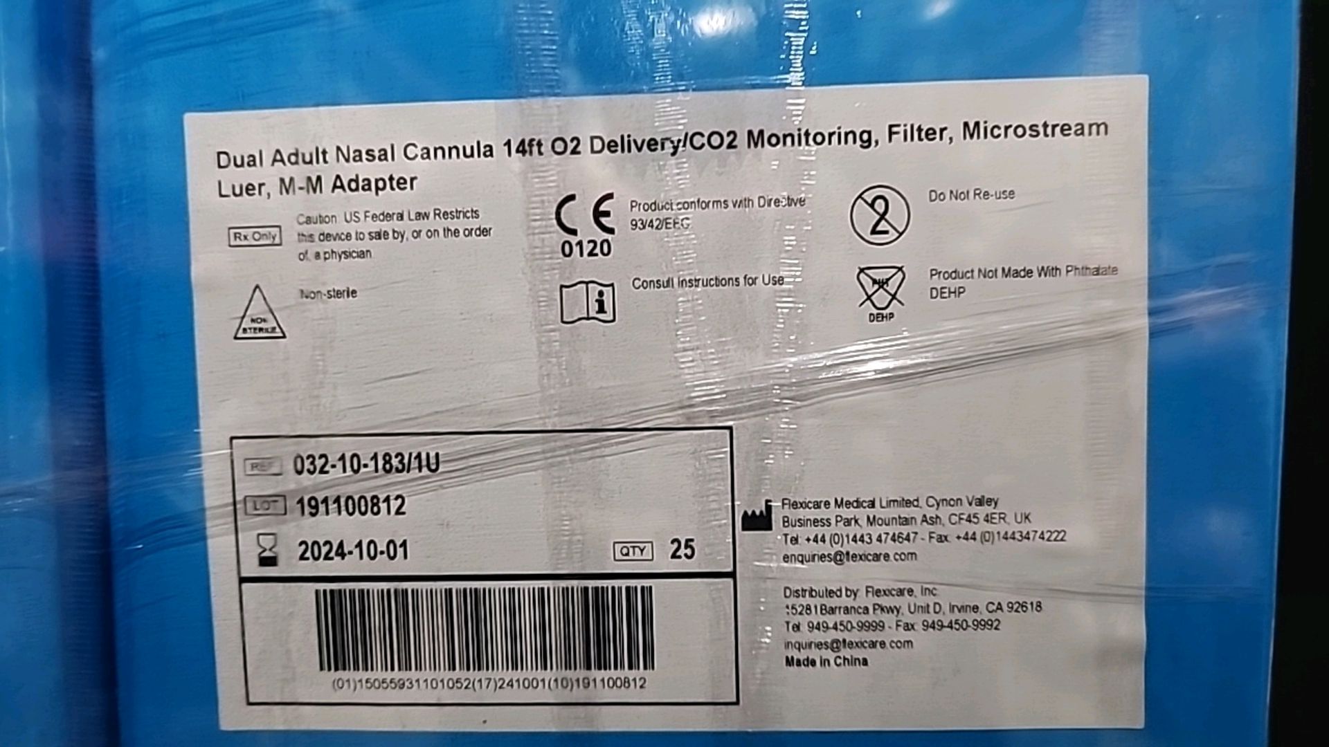 FLEXICARE REF 032-10-183/1U DUAL ADULT NASAL CANNULA 14' O2 DELIVERY/CO2 MONITORING, FILTER, - Image 3 of 3