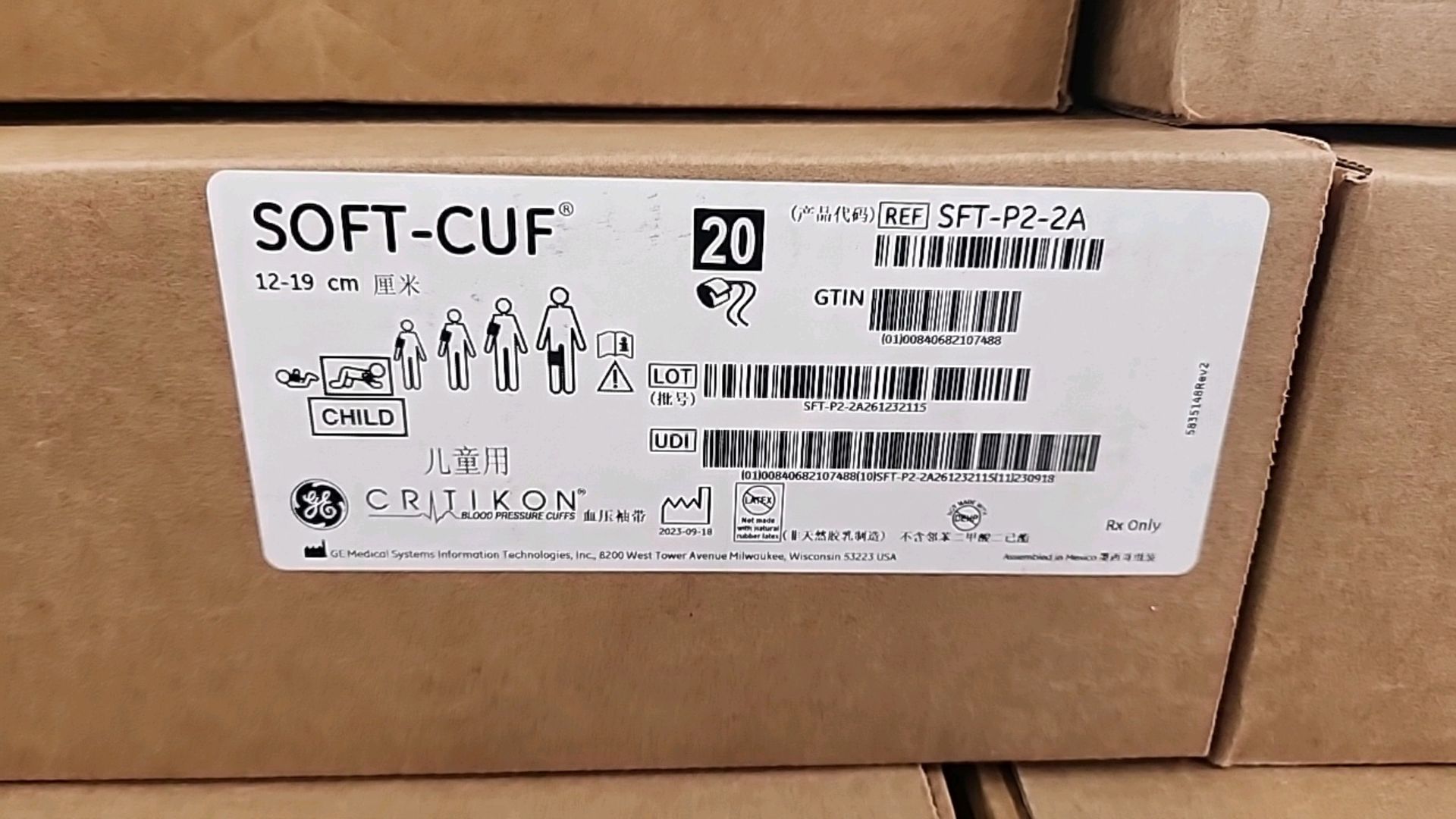 GE MIXED PALLET TO INCLUDE: GE REF SFT-P2-2A CRITIKON SOFT-CUF CHILD, REF SFT-A1-2A CRITIKON SOFT- - Image 3 of 5