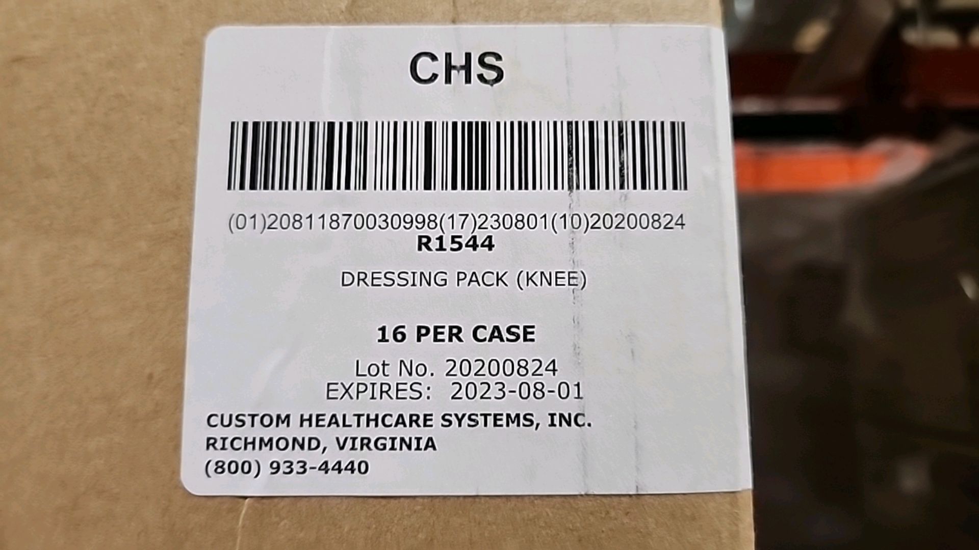 CUSTOM HEALTHCARE SYSTEMS, INC. REF 1544 DRESSING PACK (KNEE), QTY(2) (NOT IN DATE) LOCATION: 100 - Image 4 of 4