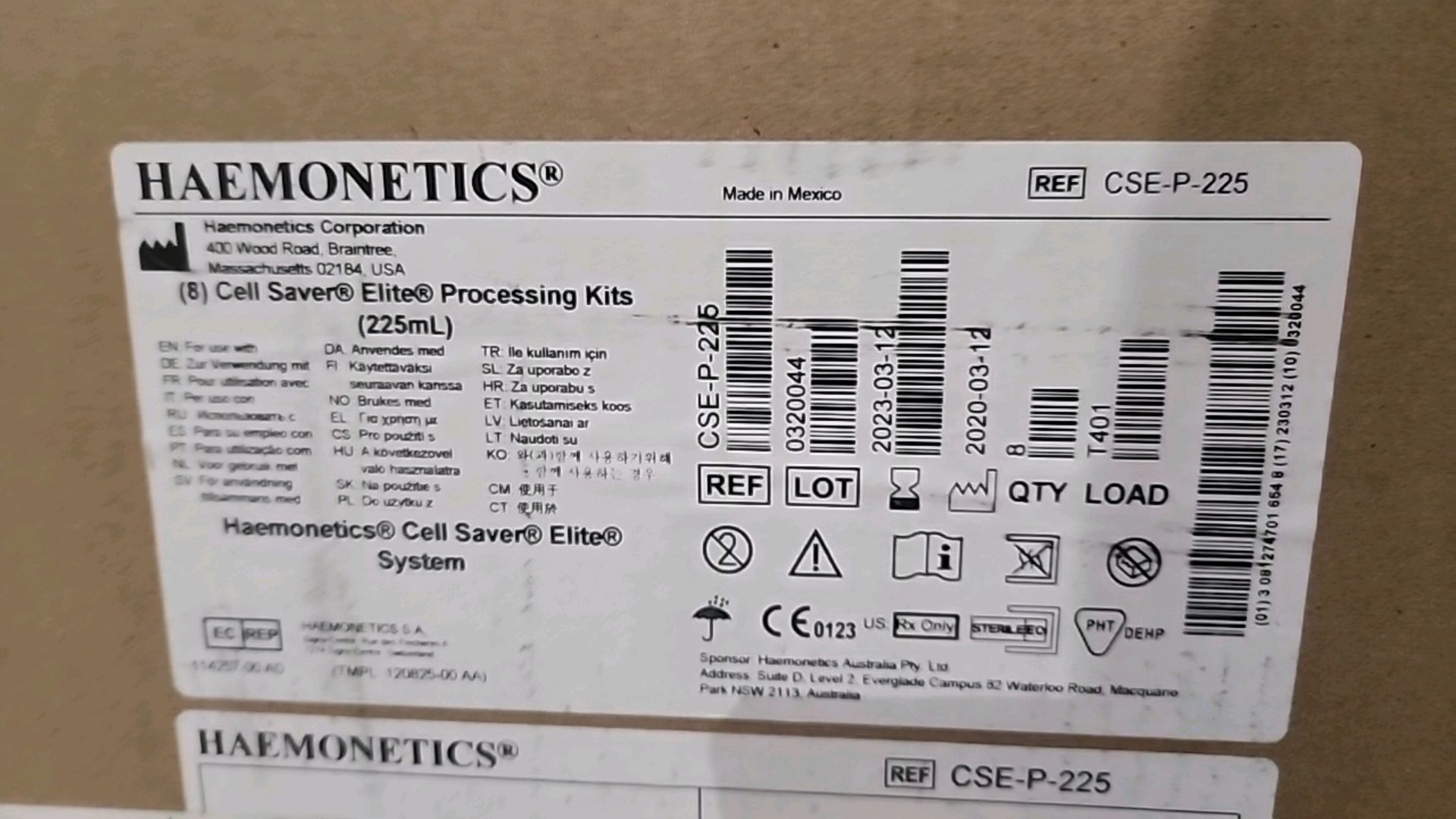 HAEMONETICS REF CSE-P225 KIT, CELL SAVER (NOT IN DATE) LOCATION: 100 GOLDEN DR. CODE: 1 - Image 3 of 3