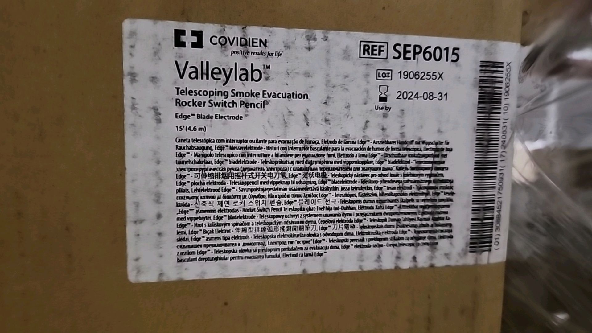 COVIDIEN VALLEYLAB REF SEP6015 TELESCOPING SMOKE EVACUATION ROCKER SWITCH PENCIL (EXP. 2024-08-31) - Image 4 of 4