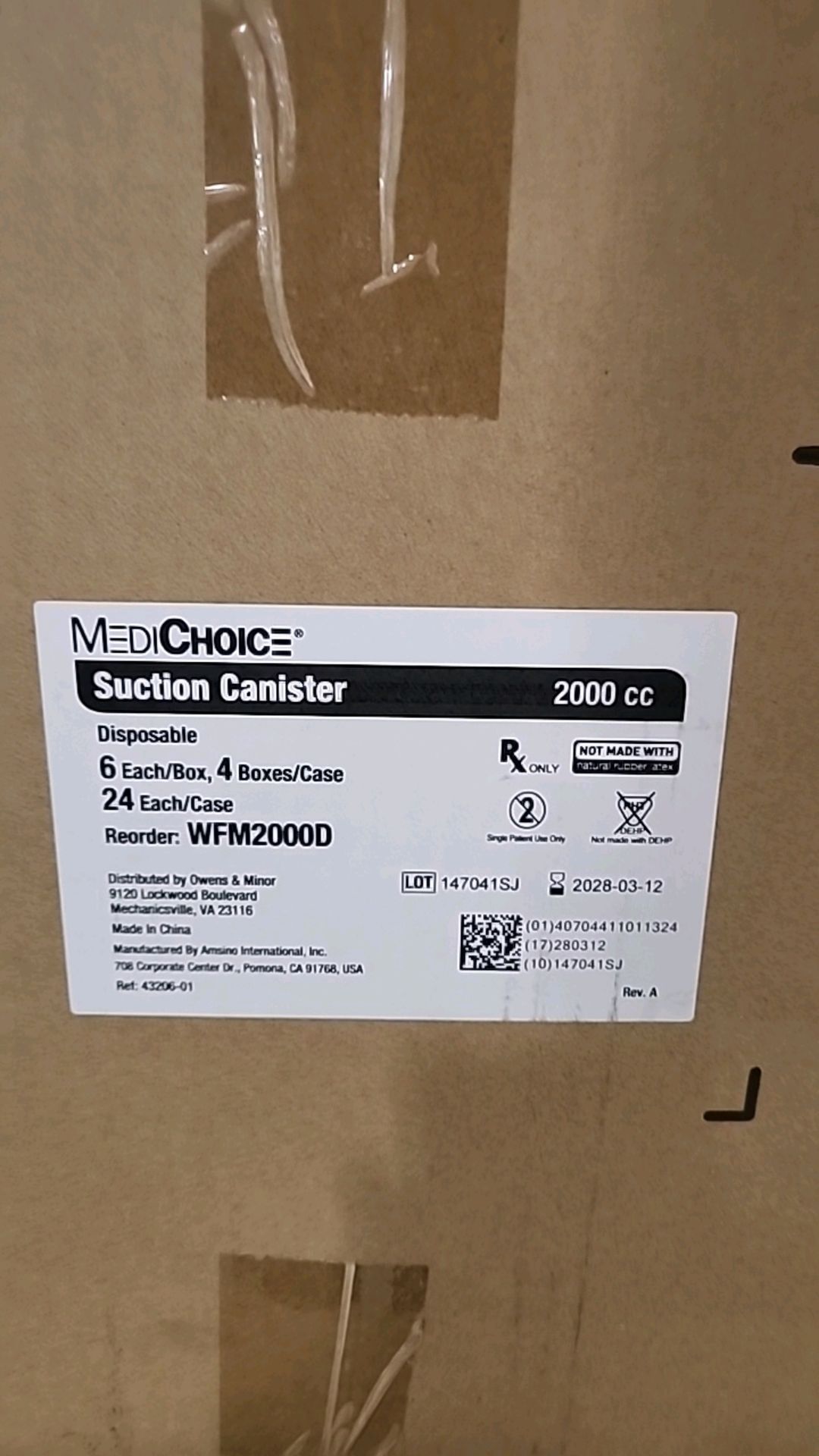 MEDCHOICE DISPOSABLE SUCTION CANISTER (NOT IN DATE) LOCATION: 100 GOLDEN DR. CODE: 250 - Image 2 of 3