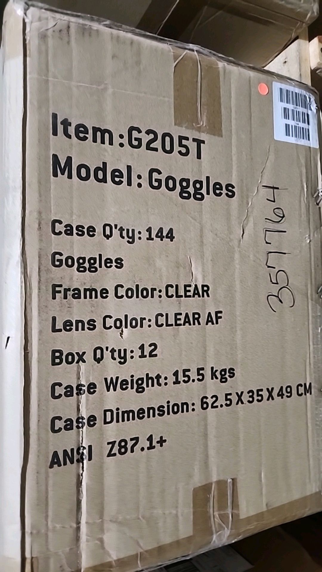 PYRAMEX ITEM: G205T GOGGLES, QTY(2) CASE/(144/CASE) LOCATION: 100 GOLDEN DR. CODE: 94 - Image 4 of 4