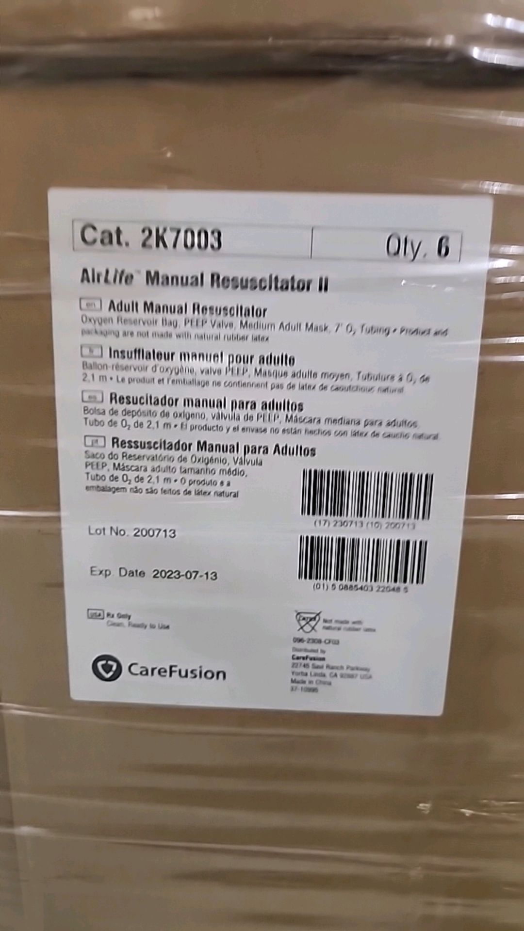 CAREFUSION CAT. 2K7003 AIRLIFE MANUAL RESUSCITATOR II (NOT IN DATE), QTY(7) LOCATION: 100 GOLDEN DR. - Image 3 of 3