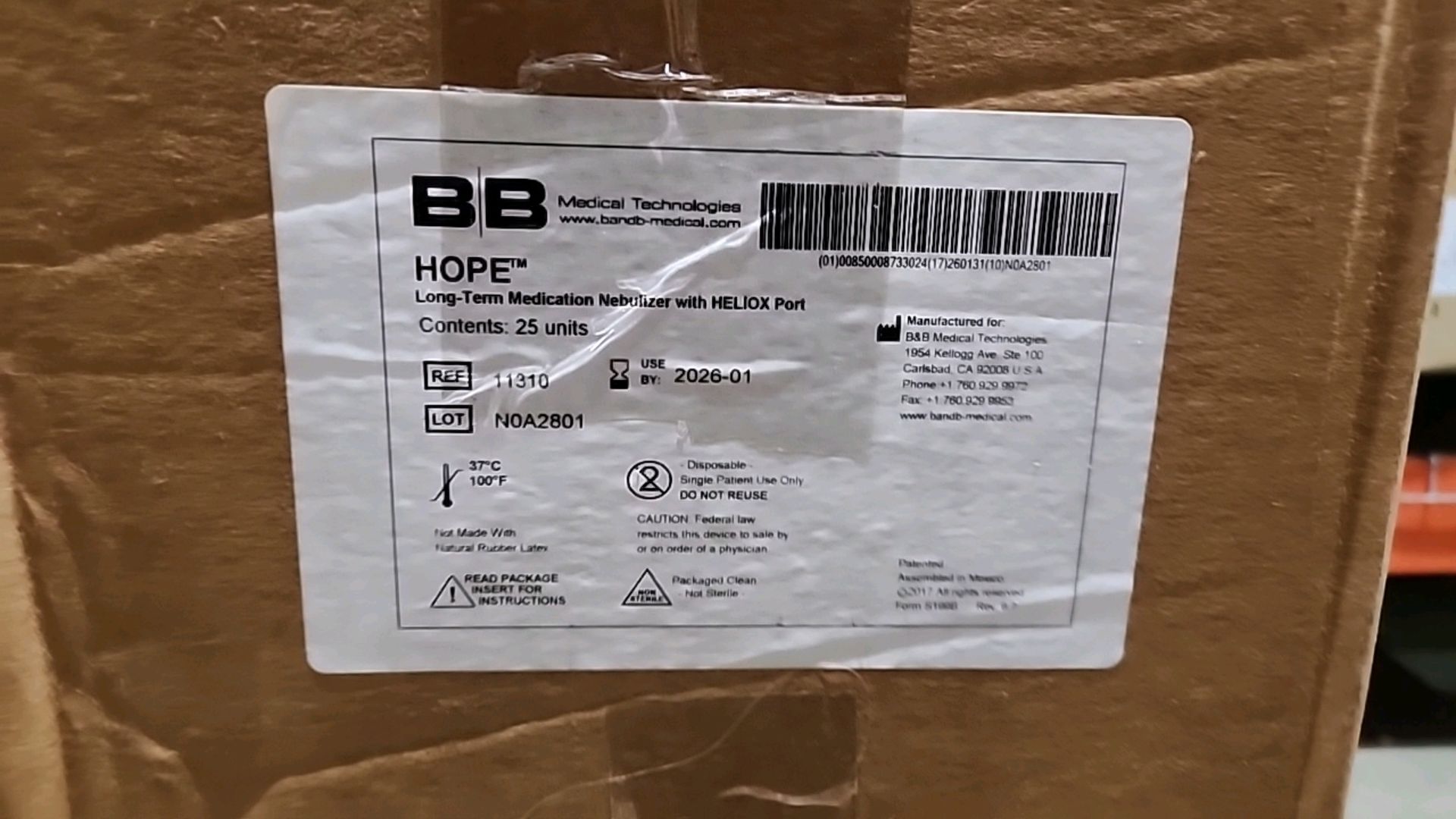 MIXED PALLET TO INCLUDE: MEDICAL TECHNOLOGIES REF 11310 HOPE NEBULIZER (EXP. 2026-01), CARDINAL - Image 4 of 12