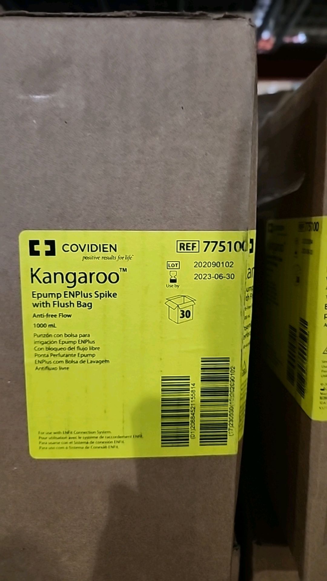COVIDIEN REF 775100 KANGAROO EPUMP ENPLUS SPIKE W/ FLUSH BAG (NOT IN DATE) LOCATION: 100 GOLDEN - Image 3 of 3