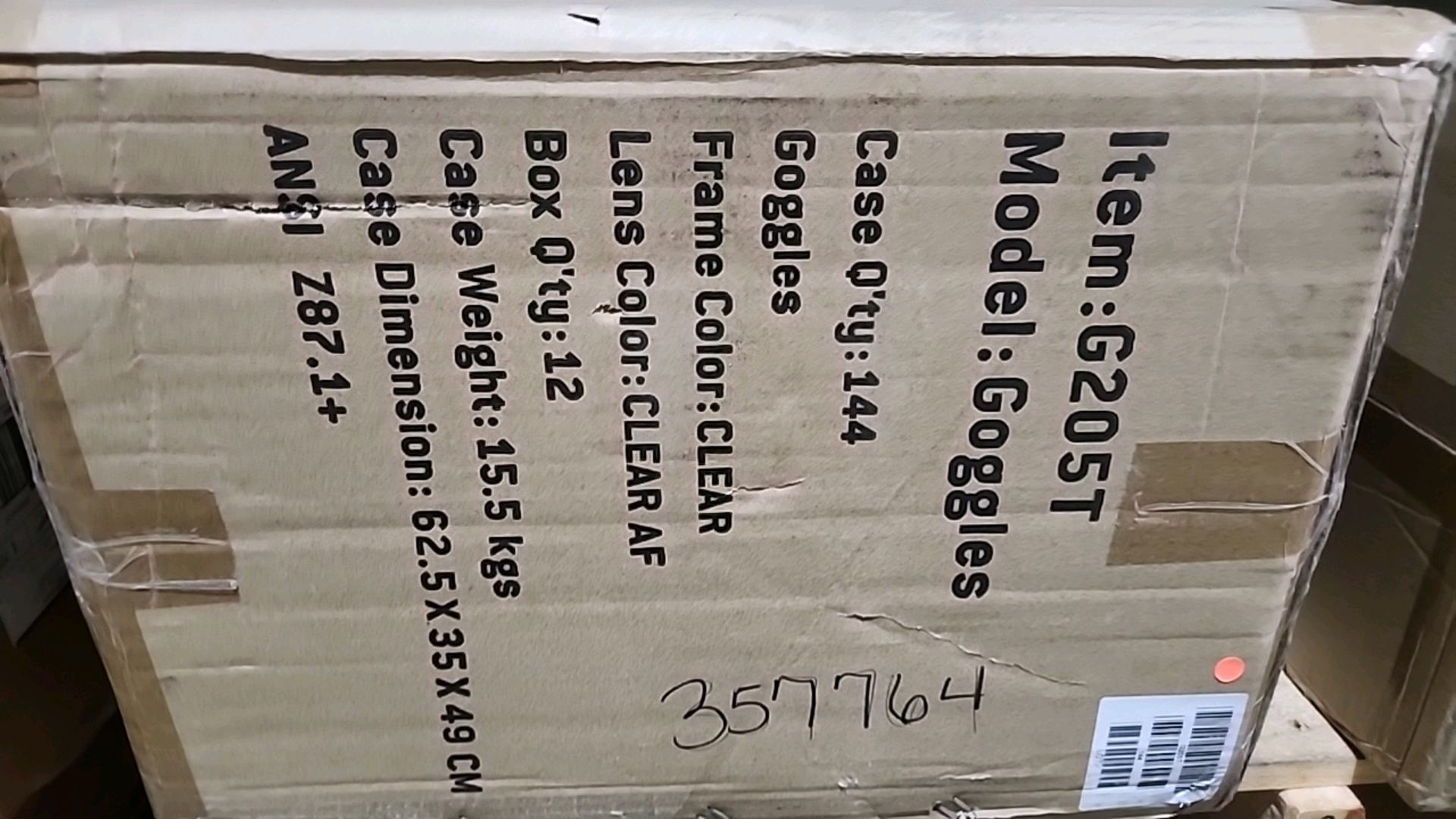 PYRAMEX ITEM: G205T GOGGLES, QTY(2) CASE/(144/CASE) LOCATION: 100 GOLDEN DR. CODE: 94 - Image 3 of 4