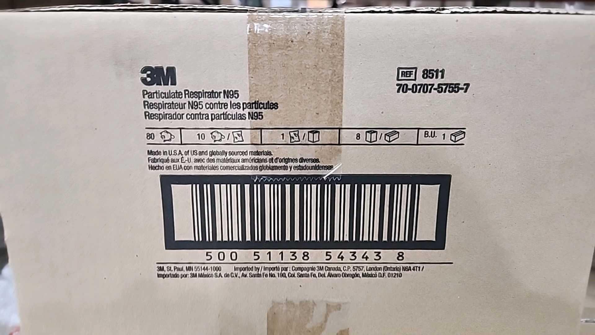 3M REF 8511 PARTICULATE RESPIRATOR N95 MASK (EXP. 07-31-25) LOCATION: 100 GOLDEN DR. CODE: 133 - Image 4 of 4