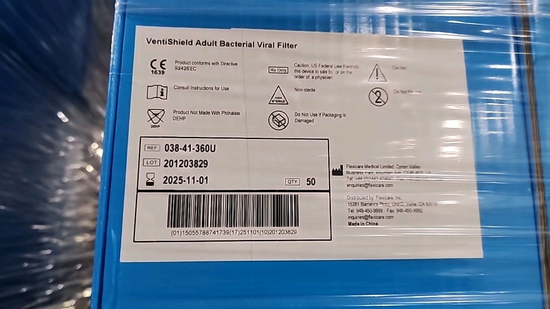 FLEXICARE REF 038-41-360U VENTISHIELD ADULT BACTERIAL VIRAL FILTER (EXP. 2025-11-01) LOCATION: 100 - Image 4 of 4