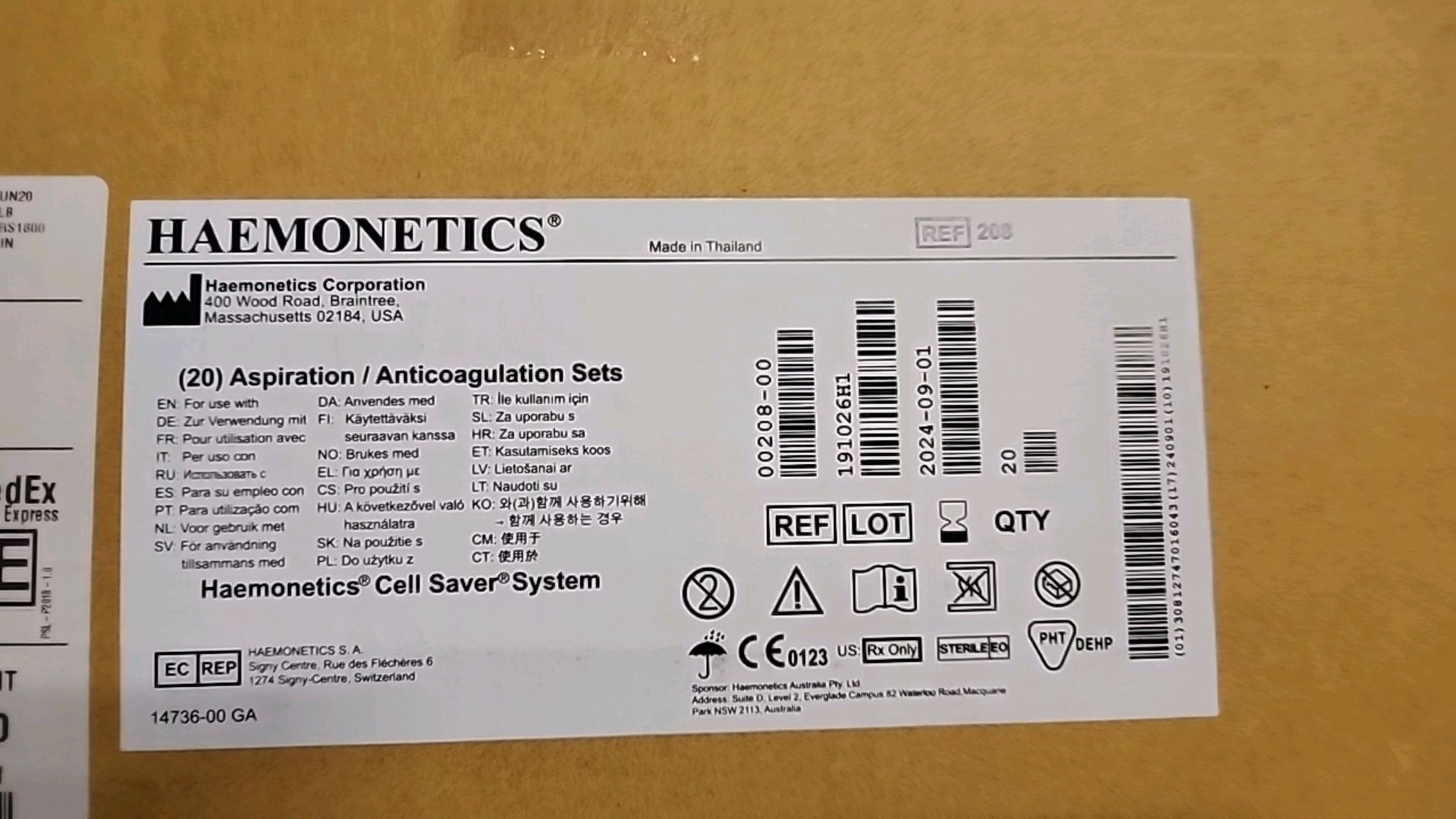 QTY(3) HAEMONETICS REF 00208-00 ASPIRATION/ ANTICOAGULATION SETS FOR CELL SAVER SYSTEM (EXP. 2024- - Image 5 of 7