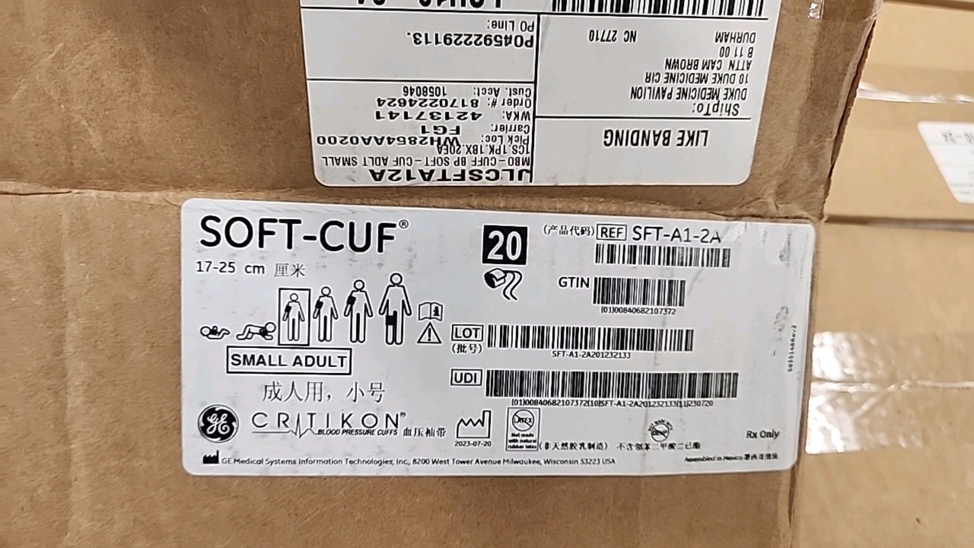 GE MIXED PALLET TO INCLUDE: GE REF SFT-P2-2A CRITIKON SOFT-CUF CHILD, REF SFT-A1-2A CRITIKON SOFT- - Image 5 of 5