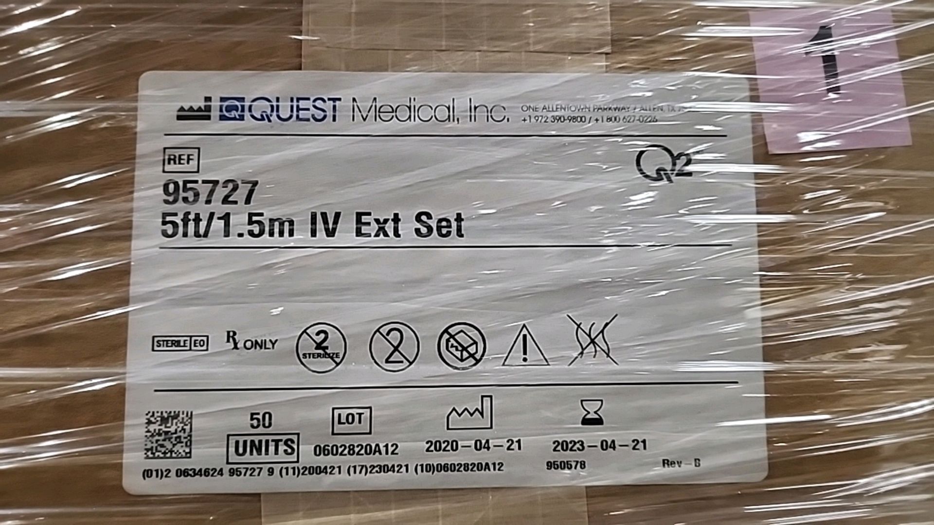 QUEST MEDICAL, INC. REF 95727 IV EXT SET, 5FT/1.5M (NOT IN DATE) LOCATION: 100 GOLDEN DR. CODE: 60 - Image 3 of 3