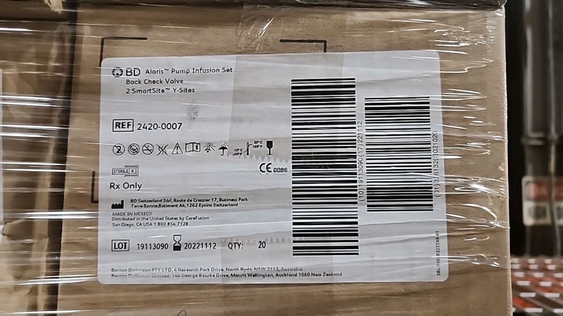 BD REF 2420-0007 ALARIS PUMP INFUSION SET, BACK CHECK VALVE 2 SMARTSITE Y-SITES (NOT IN DATE) - Image 3 of 4