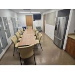 STAFF LOUNGE TO INCLUDE WHIRLPOOL 2-DOOR HOUSEHOLD REFRIGERATOR/FREEZER WITH DISPENSER, TABLES,
