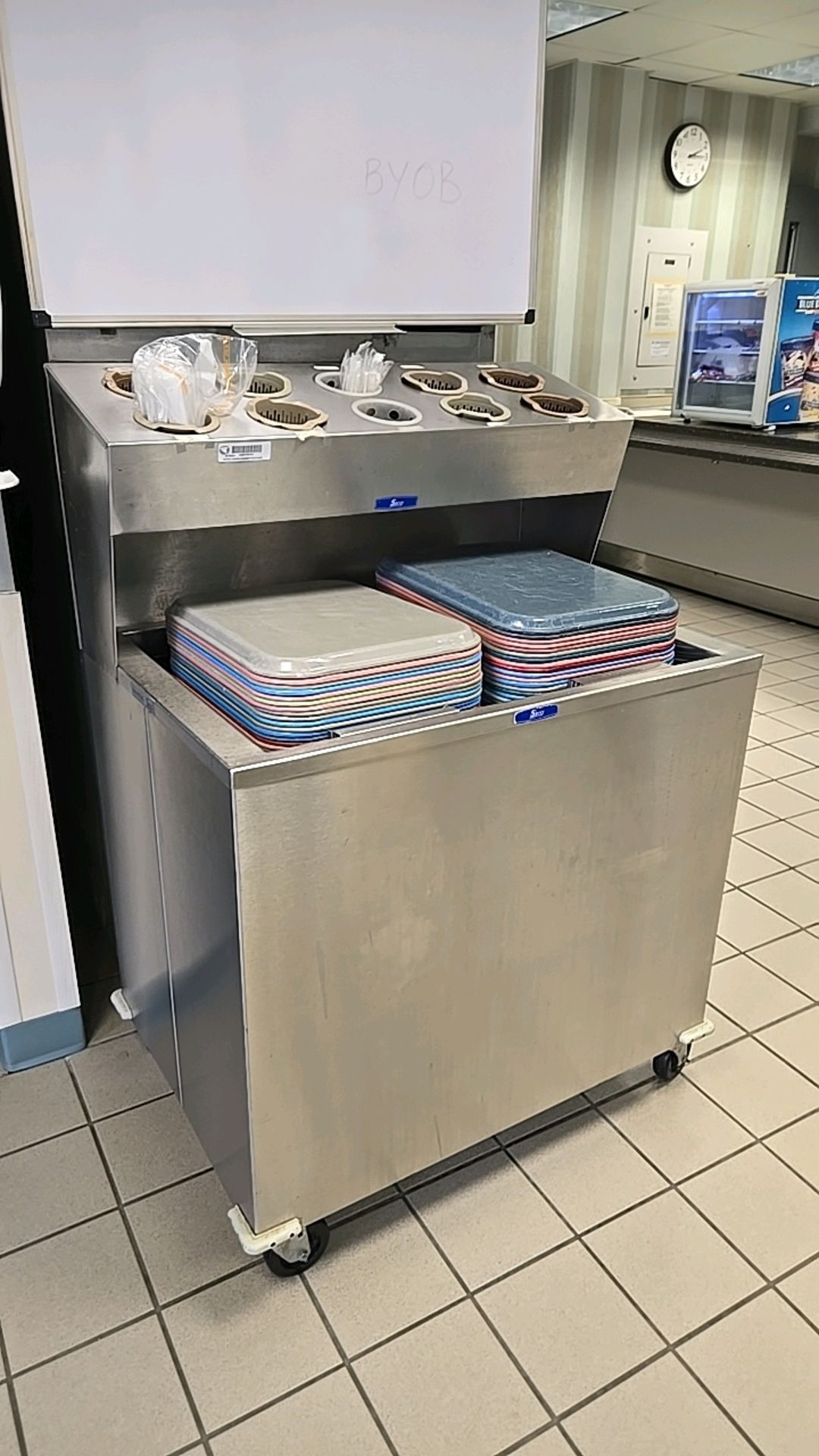 SECO STAINLESS STEEL FOOD TRAY AND UTENSIL CART