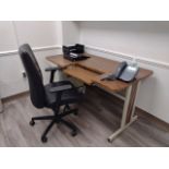 OFFICE TO INCLUDE: DESK, 2- CHAIRS, TELEPHONE AND HP LASERJET M603 PRINTER