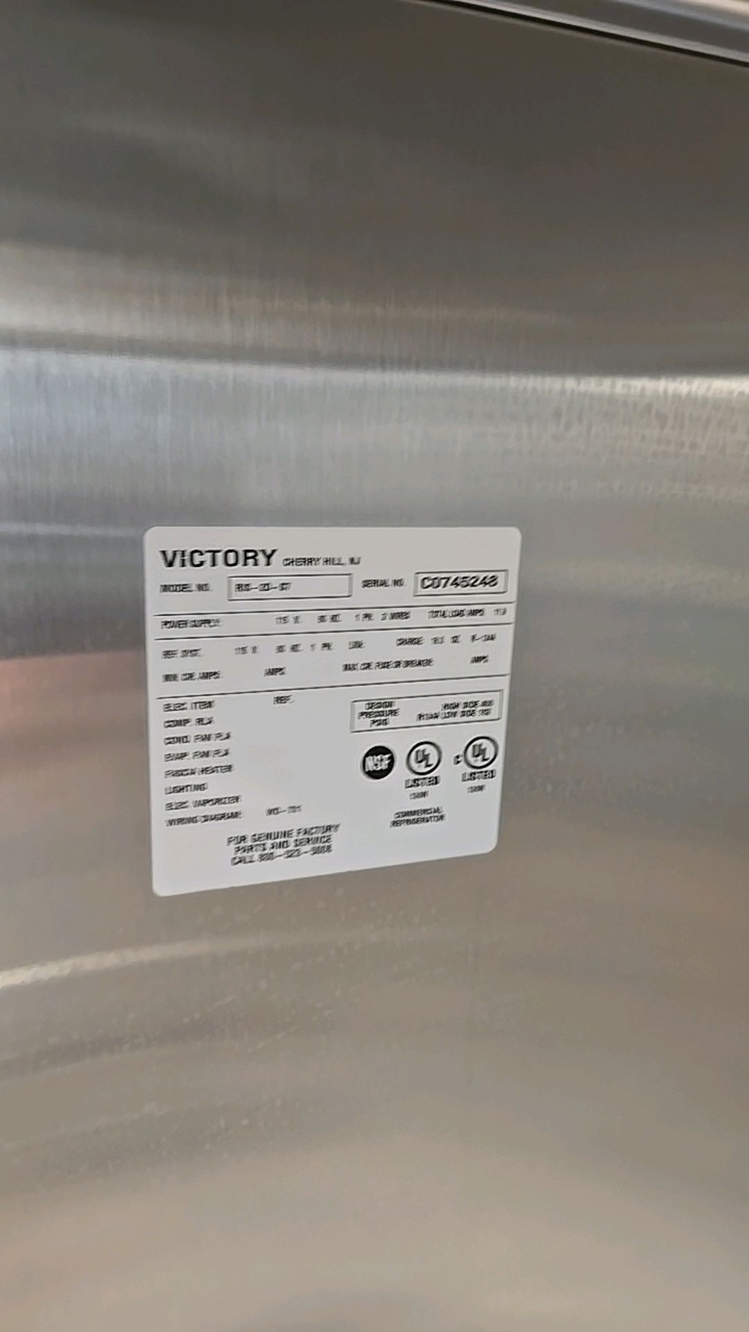 VICTORY RIS-2D-S7 ONE-SECTION, TWO-DOOR REFRIGERATOR - Image 7 of 7