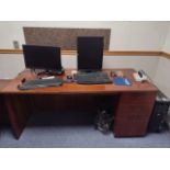 OFFICE TO INCLUDE: QTY. (2) DESKS, CHAIRS, END TABLE, 2-DOOR CABINET, FILE CABINET (IT EQUIPMENT NOT