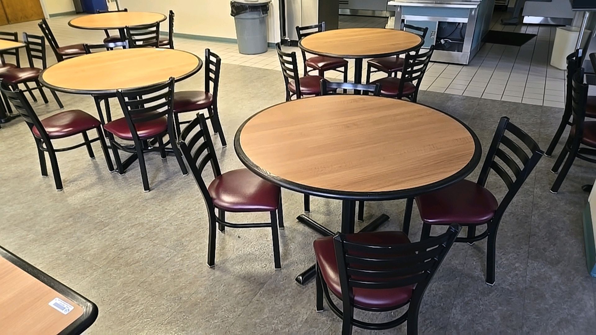 ROUND DINING TABLES, QTY (4) WITH CHAIRS, QTY (16)