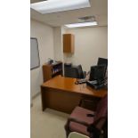 CONTENT OF ROOM TO INCLUDE: DESK, CHAIRS, BOOK SHELF, BULLETIN BOARD, FILING CABINET