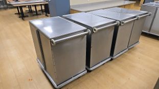 QTY. 4 DOUBLE DOOR STAINLESS STEEL STORAGE/DELIVERY CARTS