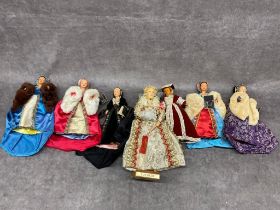 Peggy Nesbit six wives of Henry Vlll dolls together with Elizabeth l