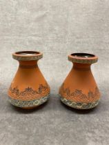 A pair of Victorian terracotta hyacinth vases