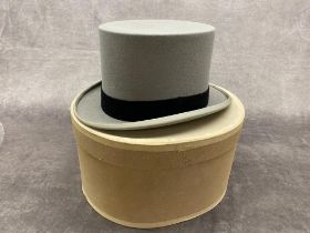 A vintage grey felt top hat of Lincoln Bennett & Co Piccadilly London size 7