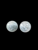 2 x silver peace Dollars 1928 and 1922