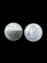 2 x Morgan silver Dollars 1883 and 1889