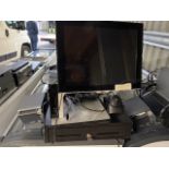 MISC ELECTRONIC LOT IE. 2 X EPOS AURES REGISTER SYSTEMS WITH LEADS, EPSON MINI PRINTER, HP 5020