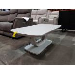 1 X LAZZARO GLASS TOP COFFEE TABLE IN LIGHT GREY ( L 110 CM X W 65 CM X H 42 CM ) ( PLEASE NOTE THIS