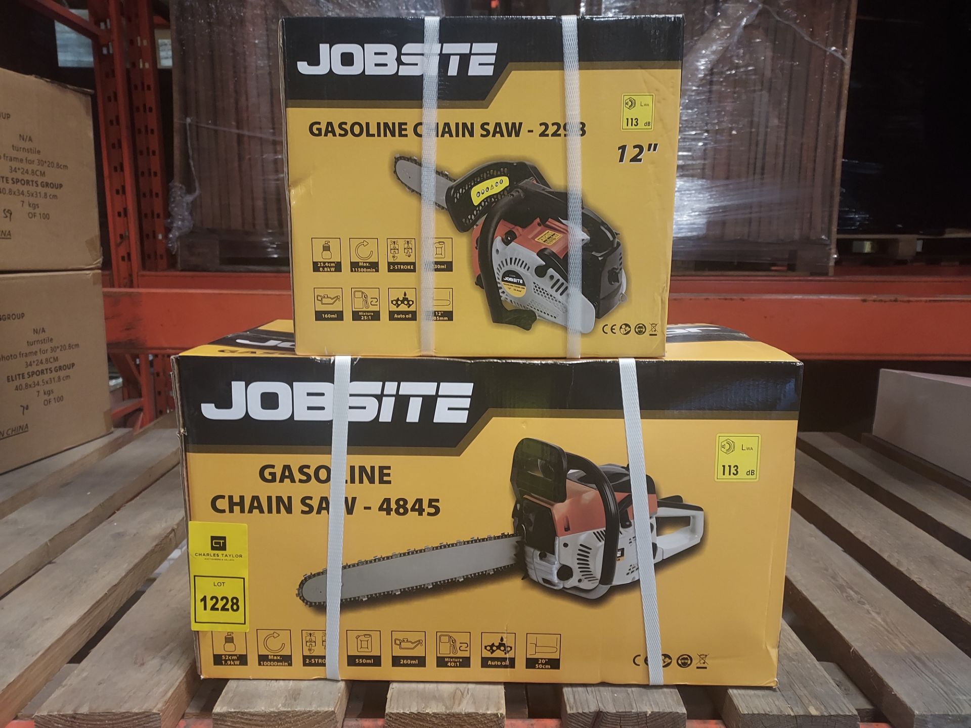 2 X BRAND NEW JOBSITE GASOLINE HAND HELD CHAIN SAWS ( 12 INCH- 30.5 CM ) - CODE 2298 AND ( 20 INCH -